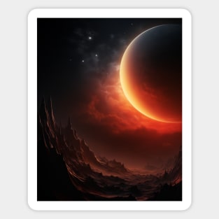 Abyss of the Red Moon Landscape Art Sticker